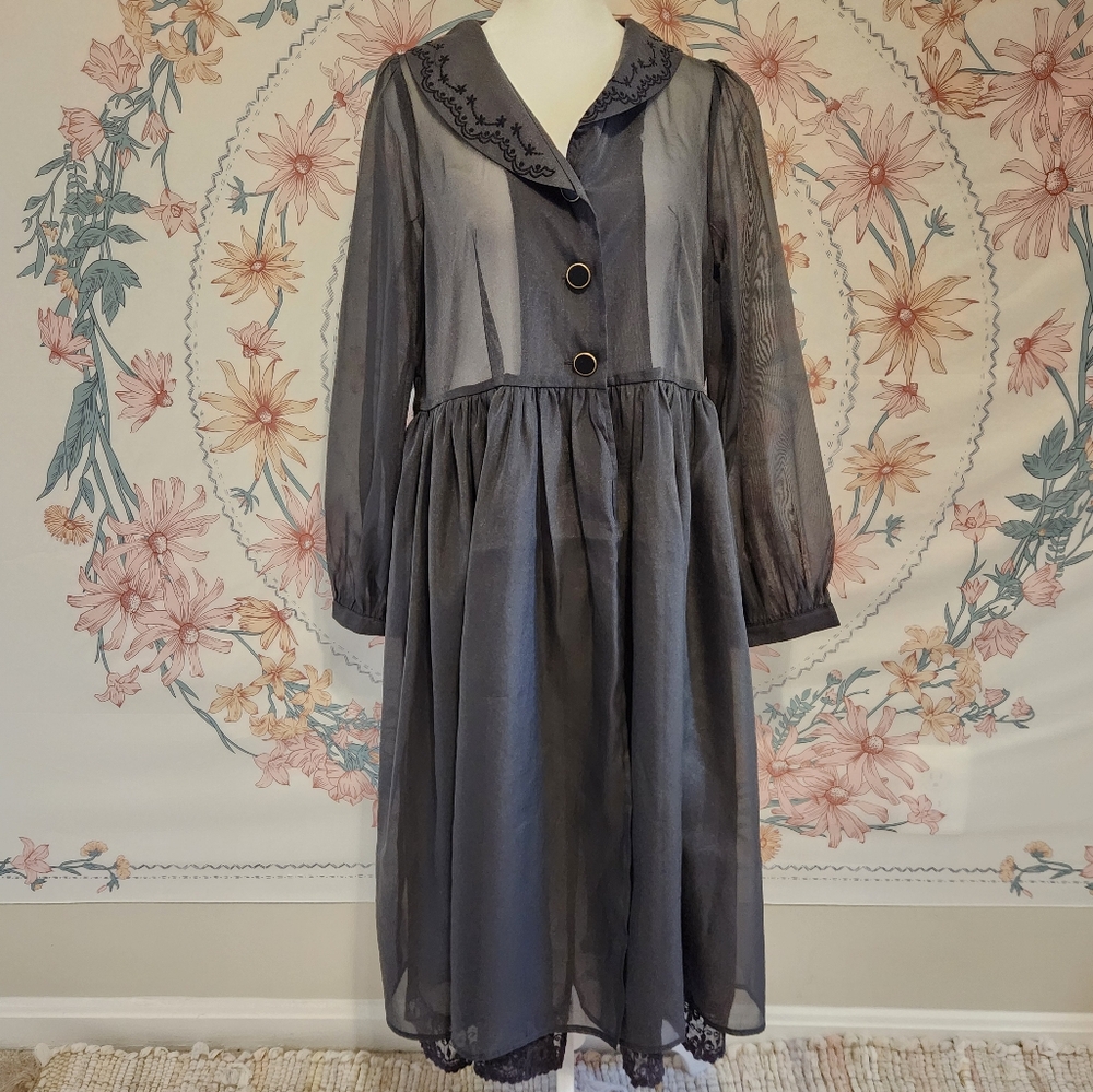 Axes Femme Poetique Grey maxi dress goth gothic vampire witch core mori kei